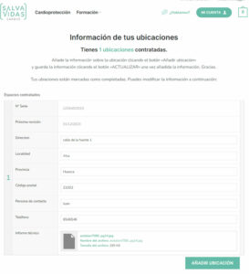 Pantalla para completar información adicional en las suscripciones