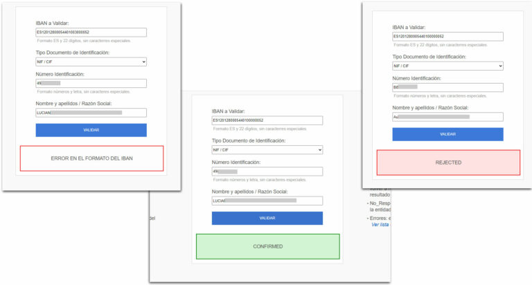 API validación cuentas